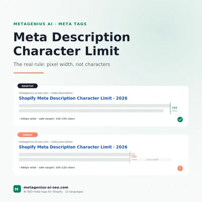 Shopify Meta Description Character Limit: The 2026 Rules (Pixel Width, Not Just Characters)