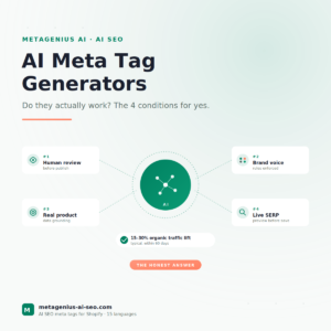 ai meta tag generator — the 4 conditions for success: human review, brand voice, product data grounding, live SERP preview
