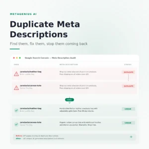duplicate meta descriptions Shopify — illustration